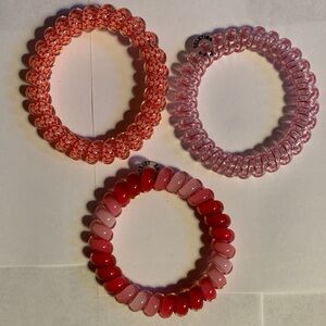Trendy Pink Elastic Bracelet Trio